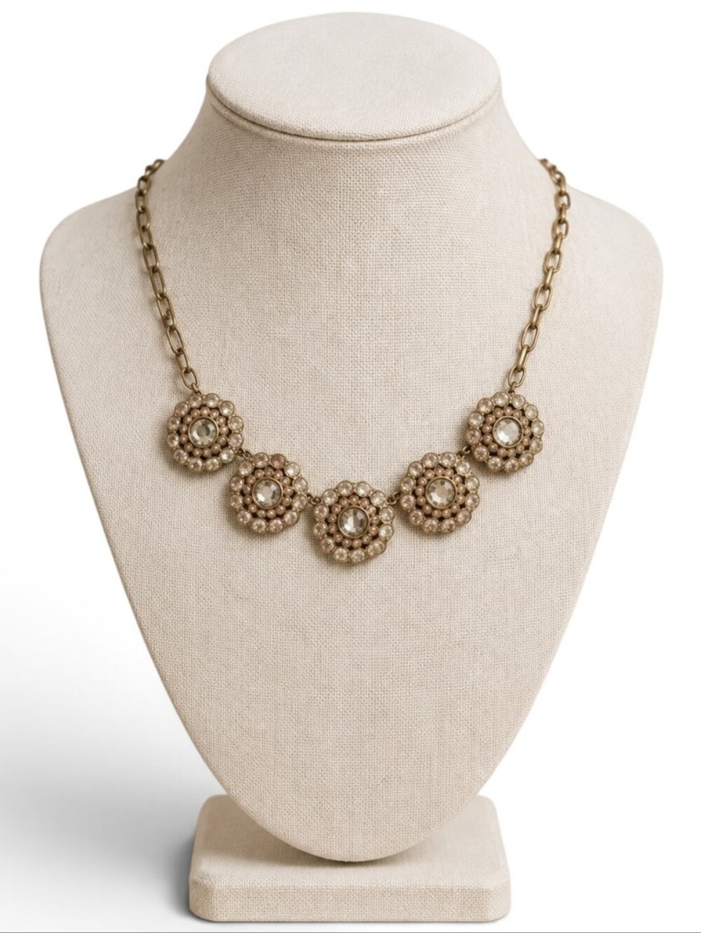 J.Crew Layered Circle Crystal Statement Necklace.